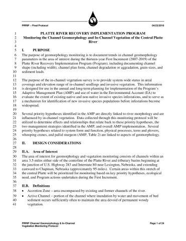 Monitoring the channel geomorphology and in-channel vegetation of the central Platte River