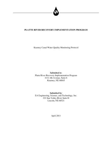 Kearney Canal Water Quality Monitoring Protocol