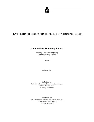 Kearney Canal Water Quality 2012 Monitoring Season_Annual Data Summary Report