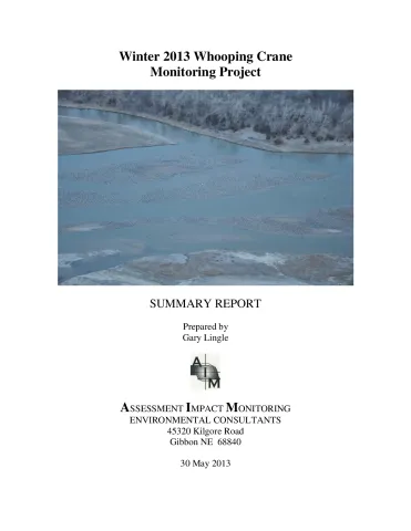 Implementation of the Whooping Crane Monitoring Protocol – Winter 2013