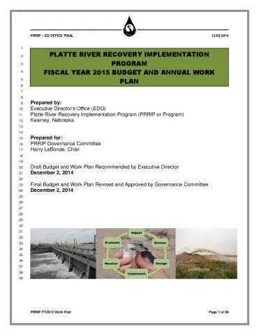 FY2015 Budget and Annual Work Plan