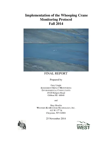 Implementation of the Whooping Crane Monitoring Protocol Fall 2014 (FINAL)