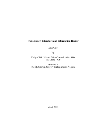 Wet Meadow Literature and Information Review