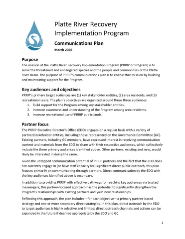 2026 PRRIP Communications Plan