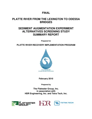 Sediment Augmentation Experiment Alternatives Screening Report