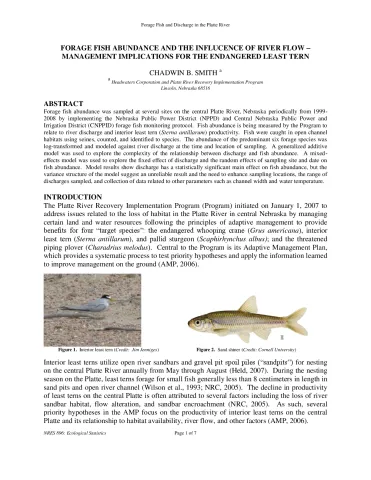 Forage Fish Abundance and the Influence of River Flow– Management Implications for the Endangered Least Tern