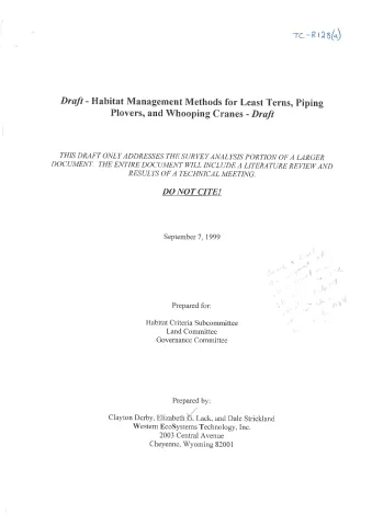 Draft-Habitat Management Methods for Least Terns, Piping Plovers, and Whooping Cranes