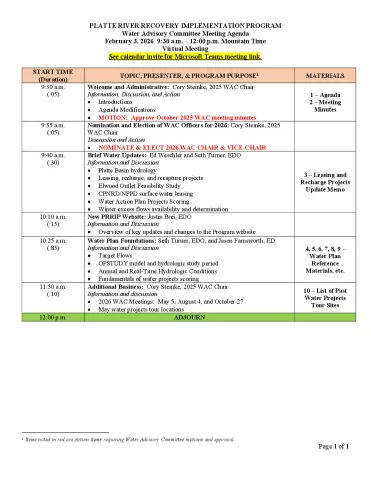 February 2026 Water Advisory Committee (WAC) Meeting Agenda