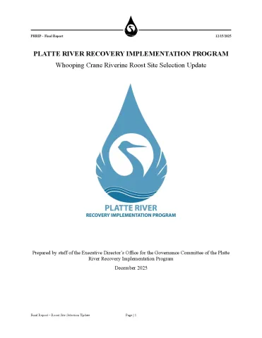 Whooping Crane Roost Site Selection Update (2001 - Spring 2022) - Final Report