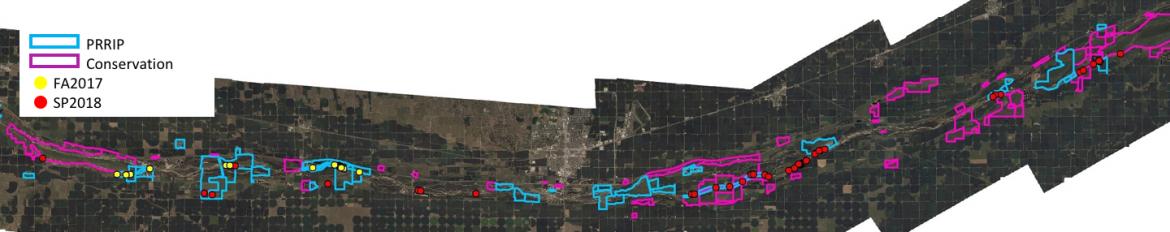 Map showing whooping crane observation locations
